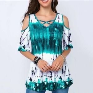 Womans Blouse Tye Dye Print Junior Size 3XL